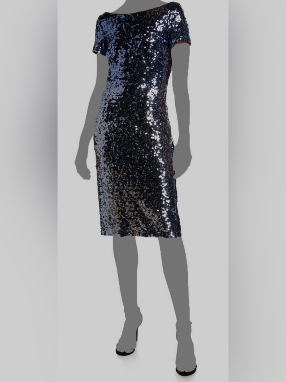 MARINA Navy Sequin Pencil Skirt